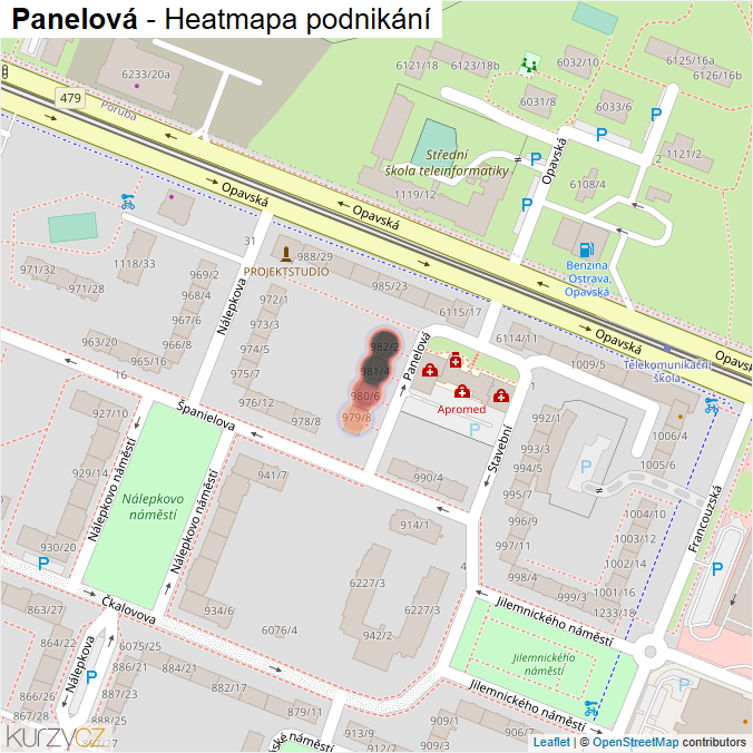 Mapa Panelová - Firmy v ulici.