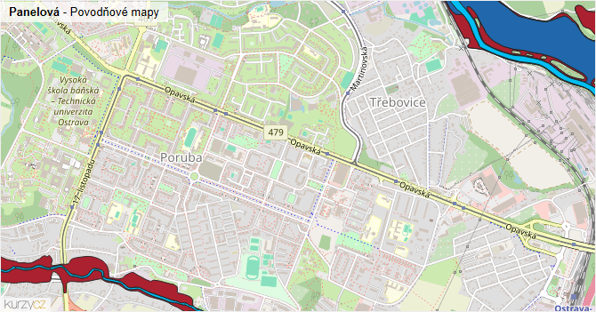 Panelová - záplavové mapy stoleté vody