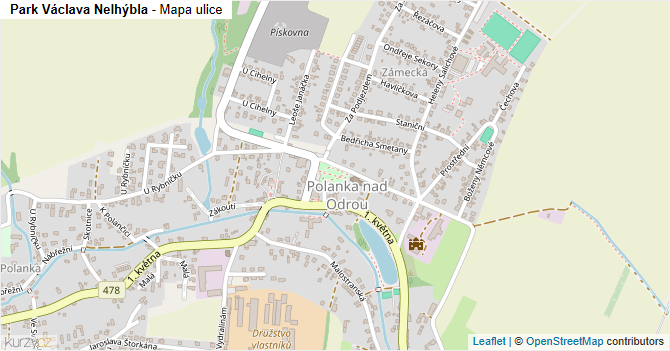 Park Václava Nelhýbla - mapa ulice