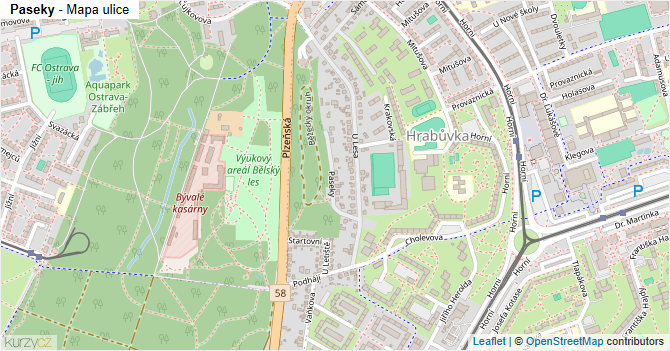Paseky - mapa ulice