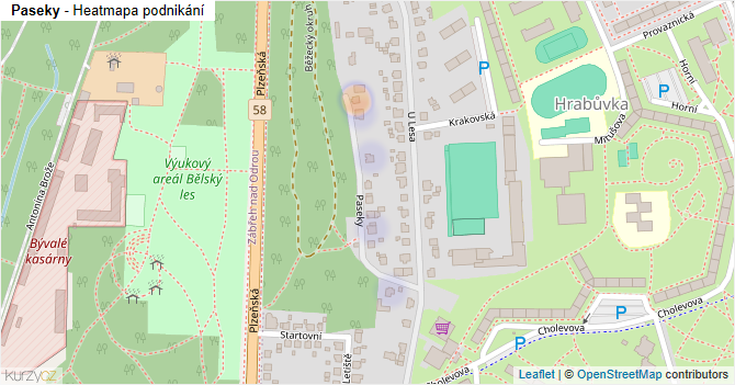 Paseky - mapa podnikání