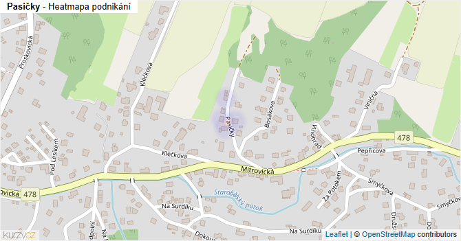 Pasičky - mapa podnikání