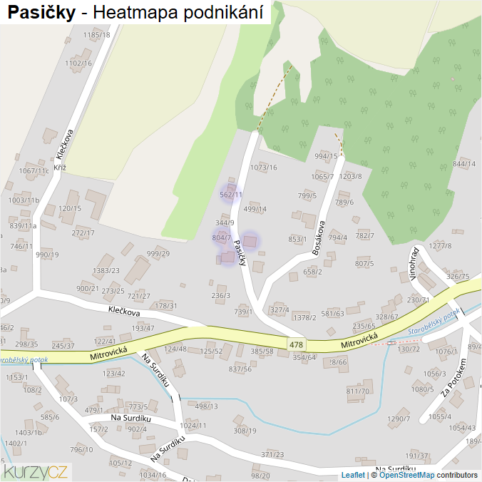 Mapa Pasičky - Firmy v ulici.