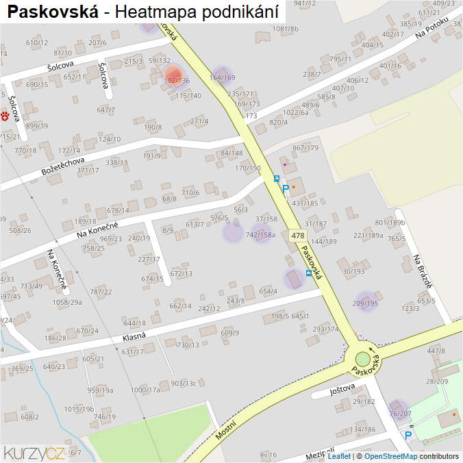 Mapa Paskovská - Firmy v ulici.