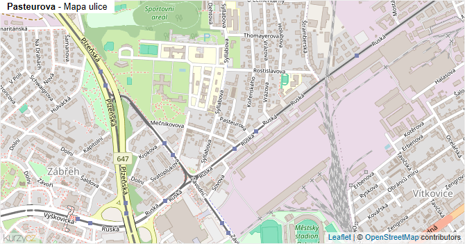 Pasteurova - mapa ulice