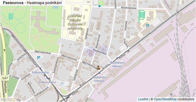 Pasteurova - mapa podnikání
