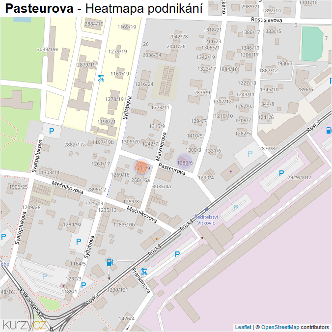 Mapa Pasteurova - Firmy v ulici.