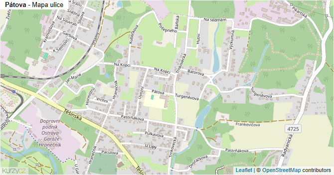 Pátova - mapa ulice