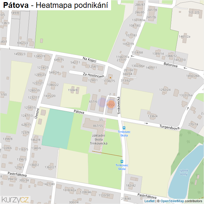 Mapa Pátova - Firmy v ulici.