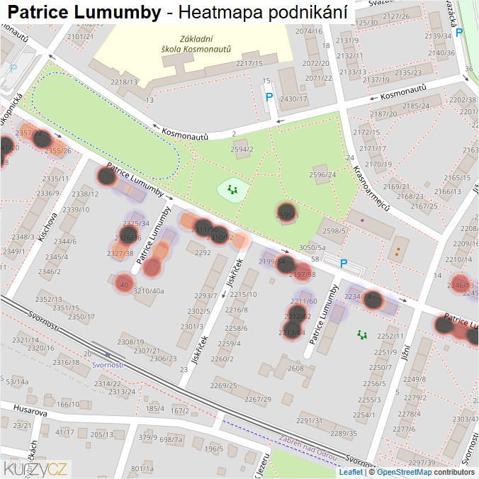 Mapa Patrice Lumumby - Firmy v ulici.