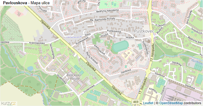 Pavlouskova - mapa ulice