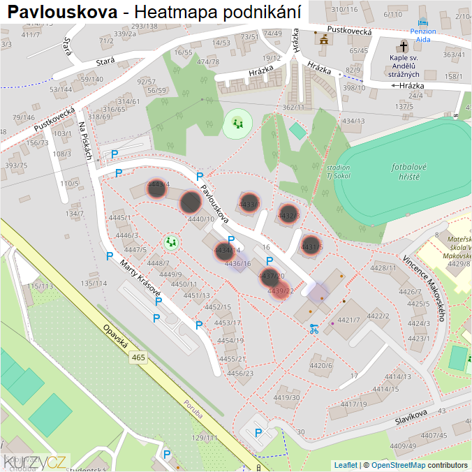Mapa Pavlouskova - Firmy v ulici.