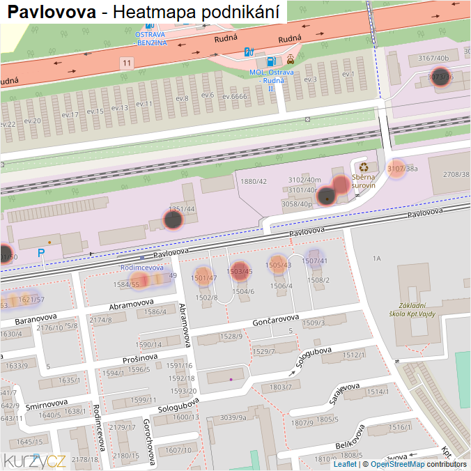 Mapa Pavlovova - Firmy v ulici.