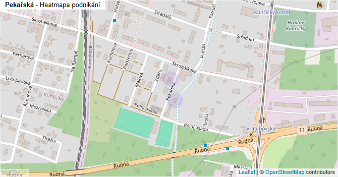 Pekařská - mapa podnikání