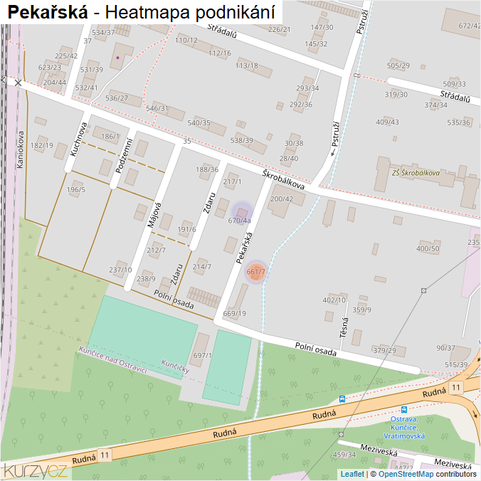 Mapa Pekařská - Firmy v ulici.