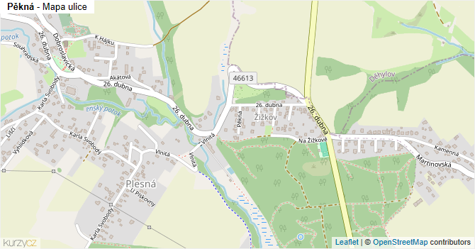 Pěkná - mapa ulice