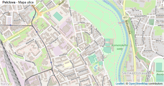 Pelclova - mapa ulice