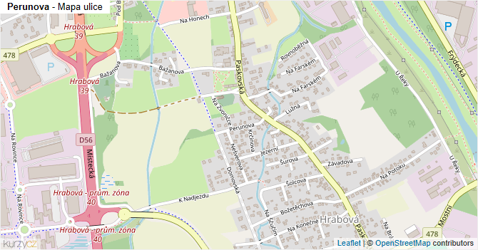 Perunova - mapa ulice