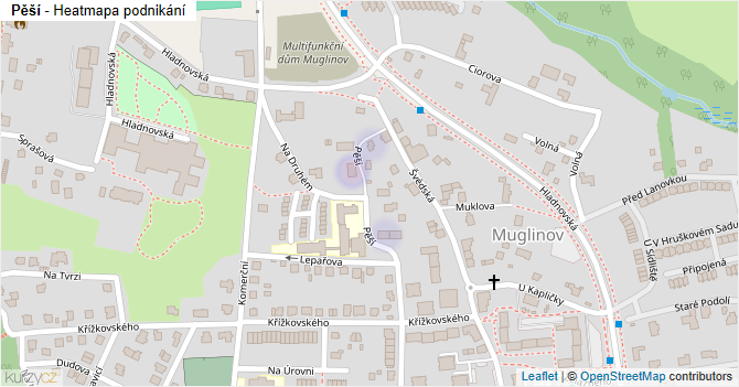 Pěší - mapa podnikání
