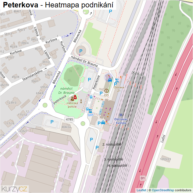 Mapa Peterkova - Firmy v ulici.
