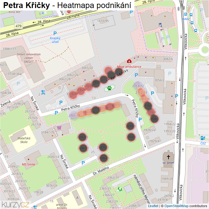 Mapa Petra Křičky - Firmy v ulici.