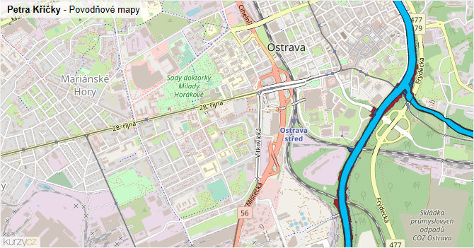 Petra Křičky - záplavové mapy stoleté vody