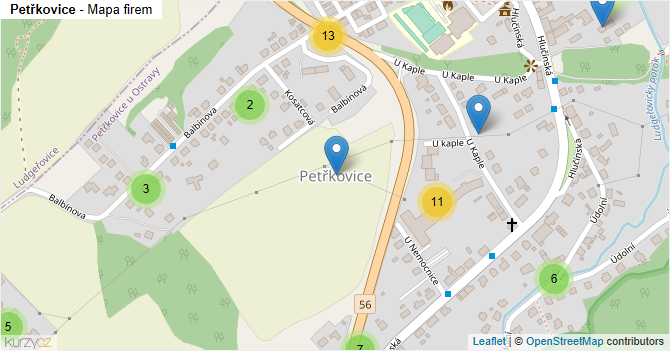 Petřkovice - mapa firem