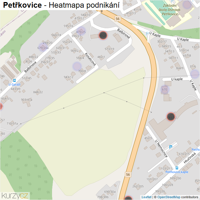 Mapa Petřkovice - Firmy v městské části.