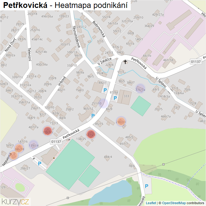Mapa Petřkovická - Firmy v ulici.