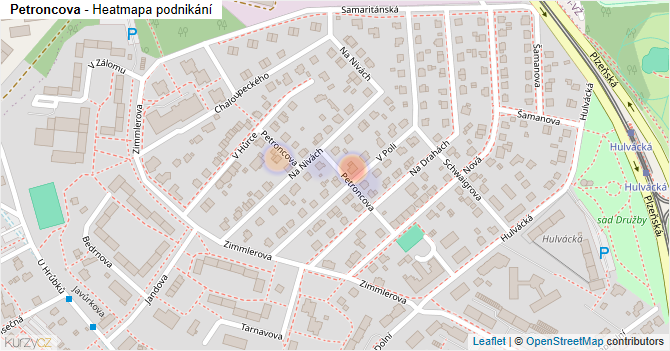 Petroncova - mapa podnikání