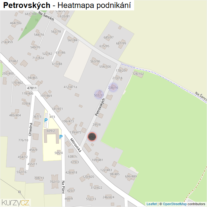 Mapa Petrovských - Firmy v ulici.