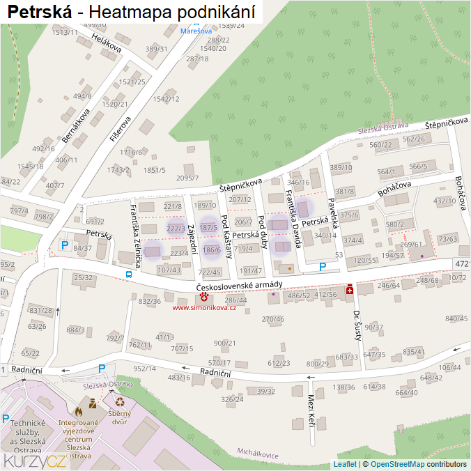 Mapa Petrská - Firmy v ulici.
