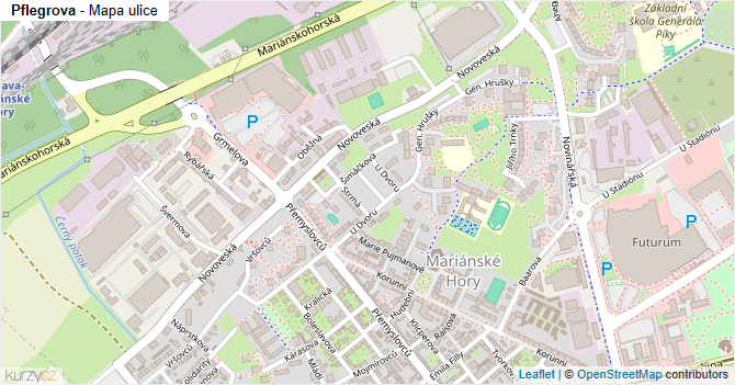Pflegrova - mapa ulice