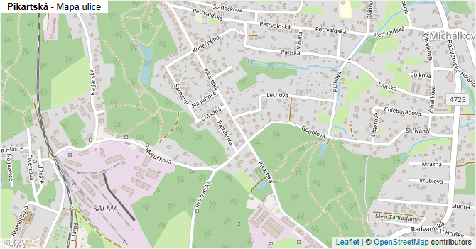 Pikartská - mapa ulice