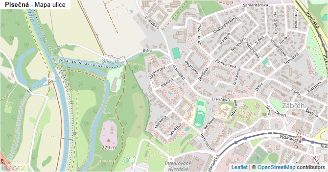 Písečná - mapa ulice