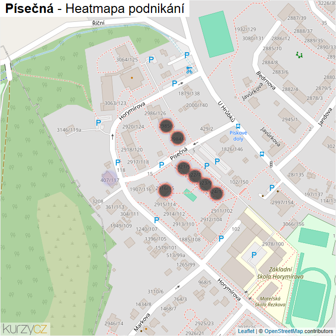 Mapa Písečná - Firmy v ulici.