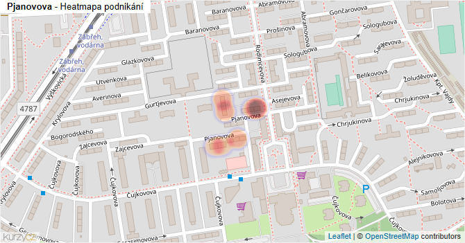 Pjanovova - mapa podnikání