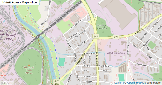 Pláničkova - mapa ulice