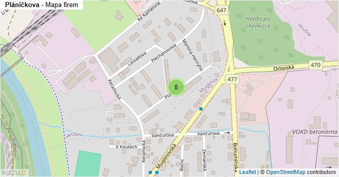 Pláničkova - mapa firem