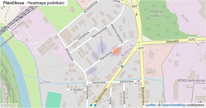 Pláničkova - mapa podnikání