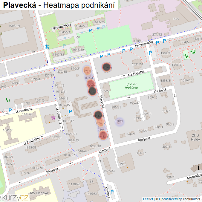 Mapa Plavecká - Firmy v ulici.