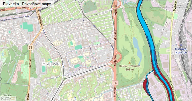 Plavecká - záplavové mapy stoleté vody