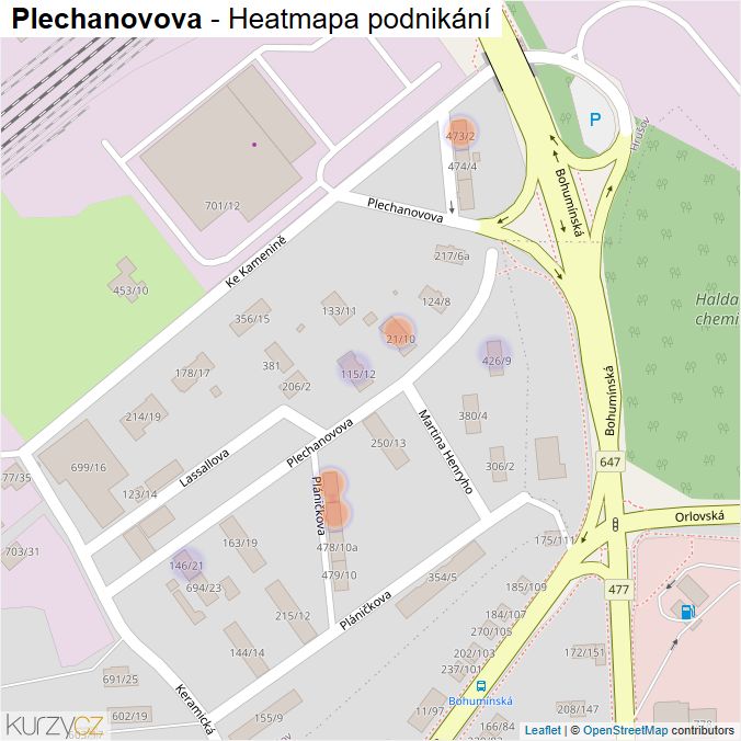 Mapa Plechanovova - Firmy v ulici.