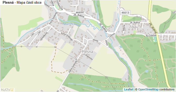 Plesná - mapa části obce
