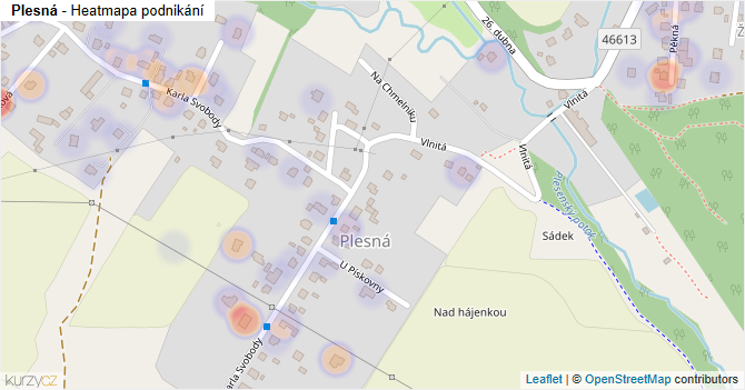 Plesná - mapa podnikání