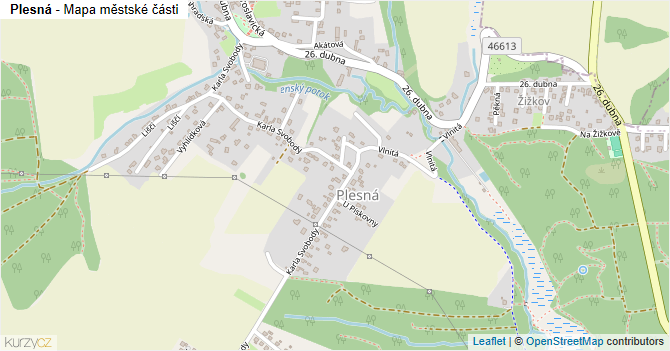 Plesná - mapa městské části