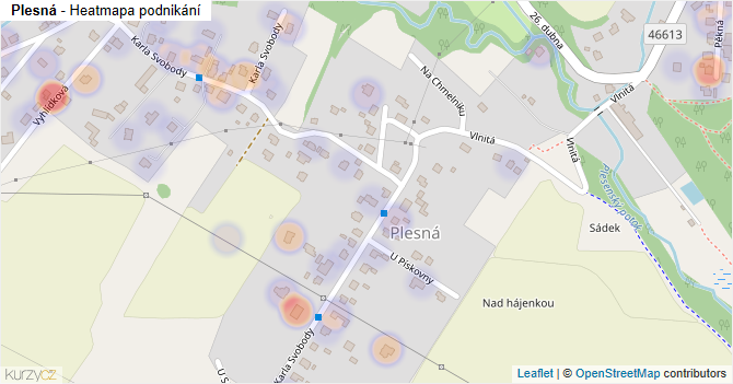 Plesná - mapa podnikání