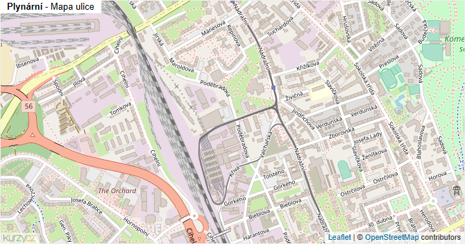 Plynární - mapa ulice