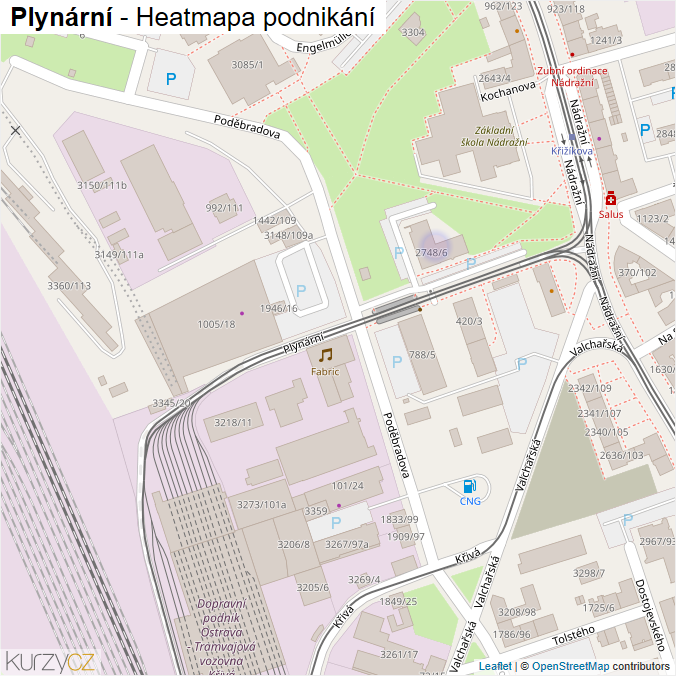 Mapa Plynární - Firmy v ulici.