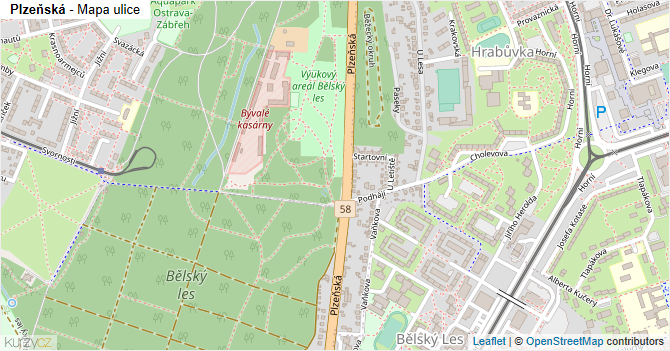 Plzeňská - mapa ulice